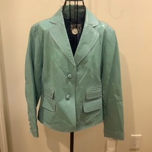 NWT PAMELA MCCOY BLUE LEATHER JACKET